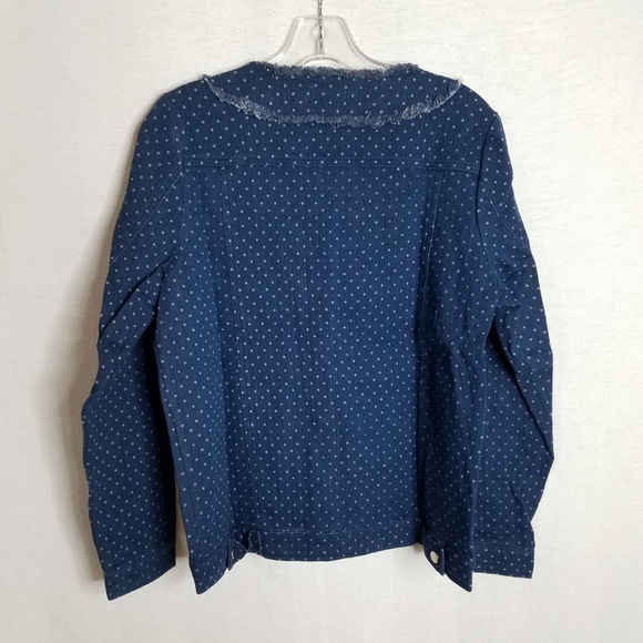 NEW Denim Polka Dot Womens Stretch Jean Jacket NWT - Picture 3 of 6